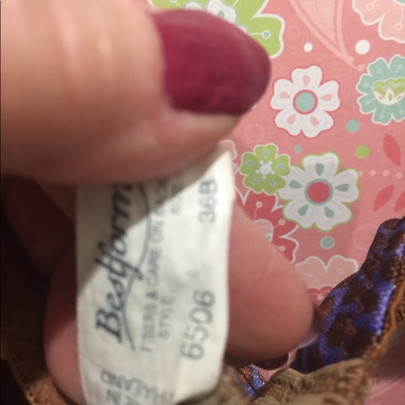 Brown and sapphire blue patterned bra - Picture 3 of 4